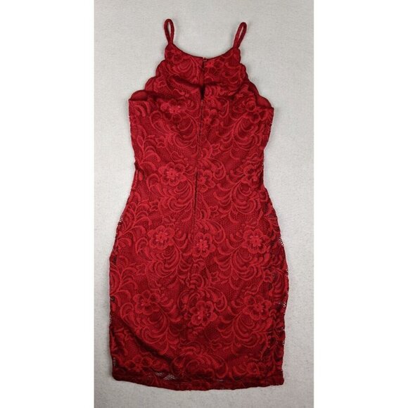By By Women's Dress Size 1 Red Lace Sheath Cocktail Par - Picture 10 of 10